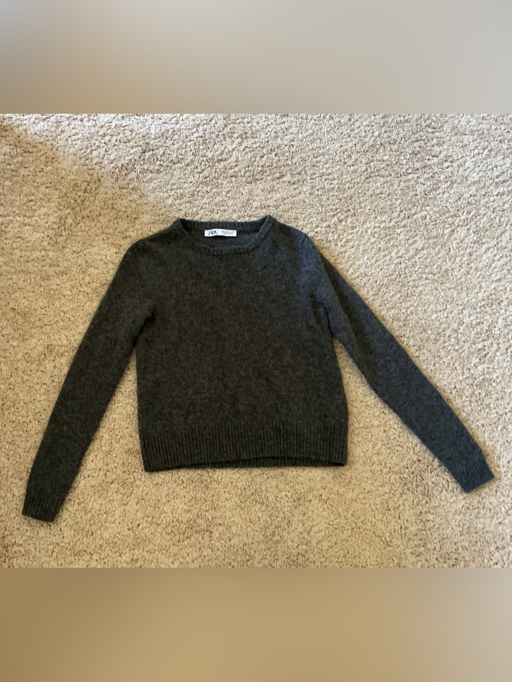 Zara Charcoal Gray Crewneck Sweater